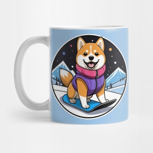 Shiba Inu Ready for Snowboarding Mug